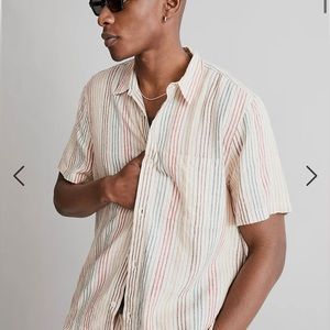 Madewell Easy Short-Sleeve Shirt in Multi Stripe XS